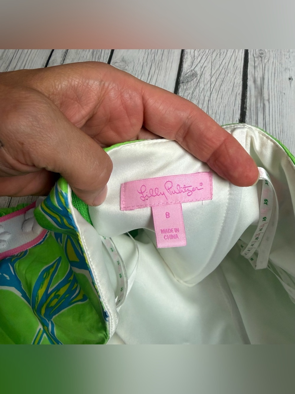 Lilly Pulitzer Women's 8 Langley Strapless Beaded Silk New Green Tossed Dress - Picture 4 of 8